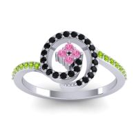 Pink Tourmaline Fashion Ring In Palladium With Black Onyx And Peridot – Valaya Simple Ring