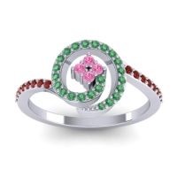 Pink Tourmaline Fashion Ring In 14k White Gold With Emerald And Garnet – Valaya Simple Ring