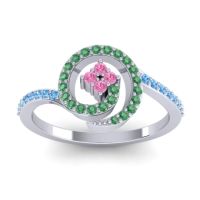 Pink Tourmaline Fashion Ring In 14k White Gold With Emerald And Swiss Blue Topaz – Valaya Simple Ring
