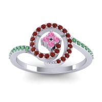 Pink Tourmaline Fashion Ring In 14k White Gold With Garnet And Emerald – Valaya Simple Ring