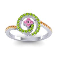 Pink Tourmaline Fashion Ring In 18k White Gold With Peridot And Citrine – Valaya Simple Ring