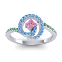 Pink Tourmaline Fashion Ring In 14k White Gold With Swiss Blue Topaz And Emerald – Valaya Simple Ring