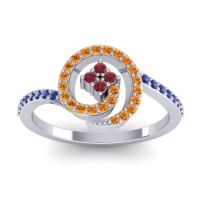 Ruby Fashion Ring In 14k White Gold With Citrine And Blue Sapphire – Valaya Simple Ring