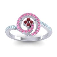 Ruby Fashion Ring In Palladium With Pink Tourmaline And Aquamarine – Valaya Simple Ring