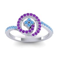 Swiss Blue Topaz Fashion Ring In Platinum With Amethyst – Valaya Simple Ring
