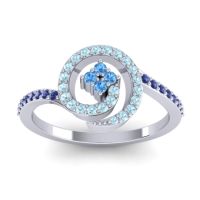 Swiss Blue Topaz Fashion Ring In 14k White Gold With Aquamarine And Blue Sapphire – Valaya Simple Ring