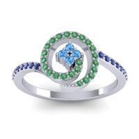 Swiss Blue Topaz Fashion Ring In 14k White Gold With Emerald And Blue Sapphire – Valaya Simple Ring