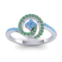 Swiss Blue Topaz Fashion Ring In 14k White Gold With Emerald – Valaya Simple Ring