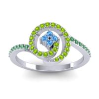 Swiss Blue Topaz Fashion Ring In 14k White Gold With Peridot And Emerald – Valaya Simple Ring