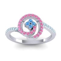 Swiss Blue Topaz Fashion Ring In 14k White Gold With Pink Tourmaline And Aquamarine – Valaya Simple Ring