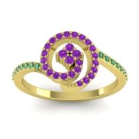 Amethyst Fashion Ring In 14k Yellow Gold With Emerald – Valaya Simple Ring