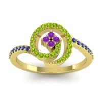 Amethyst Fashion Ring In 18k Yellow Gold With Peridot And Blue Sapphire – Valaya Simple Ring