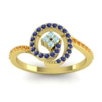 Aquamarine Fashion Ring In 14k Yellow Gold With Blue Sapphire And Citrine – Valaya Simple Ring