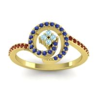 Aquamarine Fashion Ring In 14k Yellow Gold With Blue Sapphire And Garnet – Valaya Simple Ring