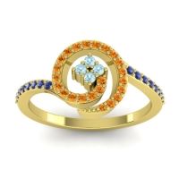 Aquamarine Fashion Ring In 14k Yellow Gold With Citrine And Blue Sapphire – Valaya Simple Ring