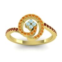 Aquamarine Fashion Ring In 18k Yellow Gold With Citrine And Garnet – Valaya Simple Ring