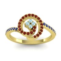 Aquamarine Fashion Ring In 14k Yellow Gold With Garnet And Blue Sapphire – Valaya Simple Ring