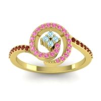 Aquamarine Fashion Ring In 18k Yellow Gold With Pink Tourmaline And Garnet – Valaya Simple Ring