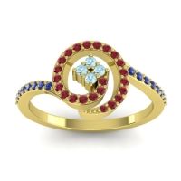 Aquamarine Fashion Ring In 14k Yellow Gold With Ruby And Blue Sapphire – Valaya Simple Ring
