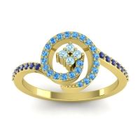 Aquamarine Fashion Ring In 18k Yellow Gold With Swiss Blue Topaz And Blue Sapphire – Valaya Simple Ring