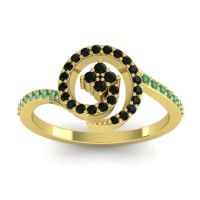 Black Onyx Fashion Ring In 14k Yellow Gold With Emerald – Valaya Simple Ring