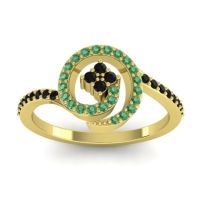 Black Onyx Fashion Ring In 14k Yellow Gold With Emerald – Valaya Simple Ring