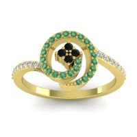 Black Onyx Fashion Ring In 14k Yellow Gold With Emerald And Lab Diamond – Valaya Simple Ring