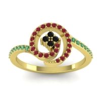 Black Onyx Fashion Ring In 14k Yellow Gold With Ruby And Emerald – Valaya Simple Ring