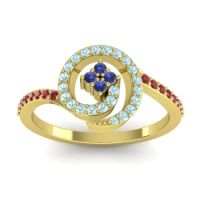 Blue Sapphire Fashion Ring In 14k Yellow Gold With Aquamarine And Ruby – Valaya Simple Ring