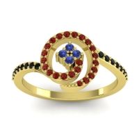 Blue Sapphire Fashion Ring In 18k Yellow Gold With Garnet And Black Onyx – Valaya Simple Ring