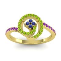 Blue Sapphire Fashion Ring In 18k Yellow Gold With Peridot And Amethyst – Valaya Simple Ring