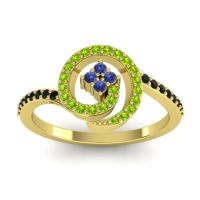 Blue Sapphire Fashion Ring In 18k Yellow Gold With Peridot And Black Onyx – Valaya Simple Ring