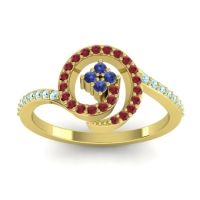 Blue Sapphire Fashion Ring In 14k Yellow Gold With Ruby And Aquamarine – Valaya Simple Ring