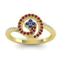 Blue Sapphire Fashion Ring In 14k Yellow Gold With Ruby And Lab Diamond – Valaya Simple Ring