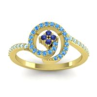 Blue Sapphire Fashion Ring In 18k Yellow Gold With Swiss Blue Topaz And Aquamarine – Valaya Simple Ring