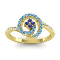Blue Sapphire Fashion Ring In 14k Yellow Gold With Swiss Blue Topaz And Diamond – Valaya Simple Ring