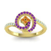 Citrine Fashion Ring In 18k Yellow Gold With Amethyst And Aquamarine – Valaya Simple Ring