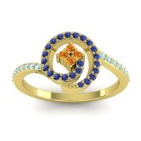 Citrine Fashion Ring In 14k Yellow Gold With Blue Sapphire And Aquamarine – Valaya Simple Ring