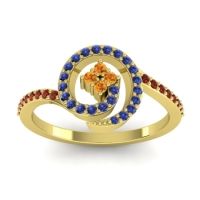 Citrine Fashion Ring In 14k Yellow Gold With Blue Sapphire And Garnet – Valaya Simple Ring