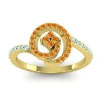 Citrine Fashion Ring In 18k Yellow Gold With Aquamarine – Valaya Simple Ring