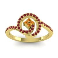 Citrine Fashion Ring In 14k Yellow Gold With Ruby – Valaya Simple Ring