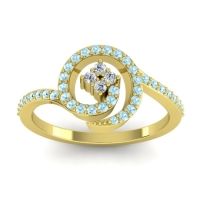 Lab Diamond Fashion Ring In 18k Yellow Gold With Aquamarine – Valaya Simple Ring