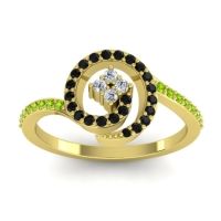 Diamond Fashion Ring In 18k Yellow Gold With Black Onyx And Peridot – Valaya Simple Ring