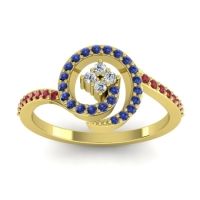 Lab Diamond Fashion Ring In 18k Yellow Gold With Blue Sapphire And Ruby – Valaya Simple Ring