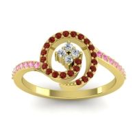 Diamond Fashion Ring In 14k Yellow Gold With Garnet And Pink Tourmaline – Valaya Simple Ring