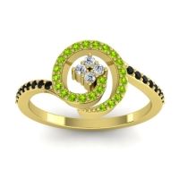 Diamond Fashion Ring In 18k Yellow Gold With Peridot And Black Onyx – Valaya Simple Ring