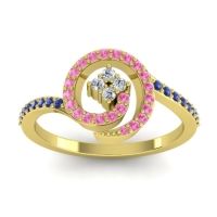 Lab Diamond Fashion Ring In 18k Yellow Gold With Pink Tourmaline And Blue Sapphire – Valaya Simple Ring
