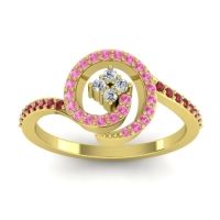 Diamond Fashion Ring In 14k Yellow Gold With Pink Tourmaline And Ruby – Valaya Simple Ring