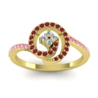 Lab Diamond Fashion Ring In 14k Yellow Gold With Ruby And Pink Tourmaline – Valaya Simple Ring