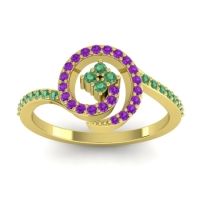 Emerald Fashion Ring In 14k Yellow Gold With Amethyst – Valaya Simple Ring